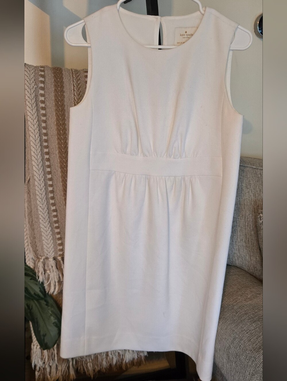 Kate Spade White Sleeveless Empire Waist Shift Mini Dress